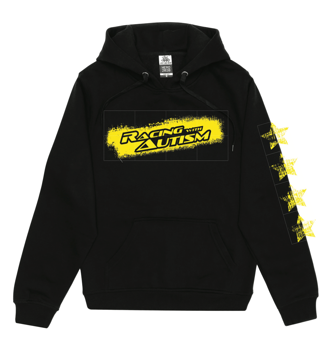 RACING WITH AUTISM HOODIE WITH ACTION SHOT NEON YELLOW