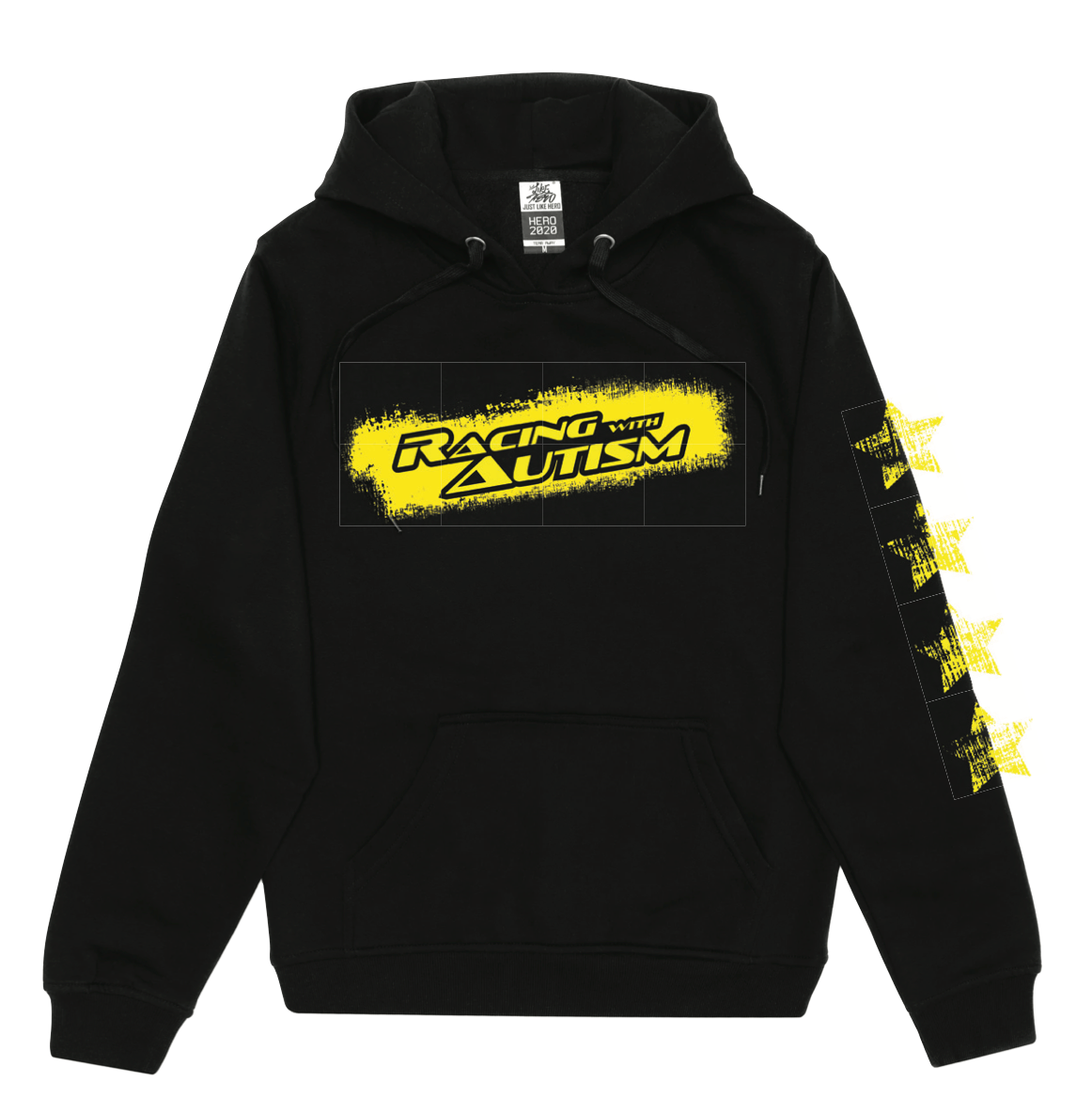 RACING WITH AUTISM HOODIE WITH ACTION SHOT  NEON YELLOW