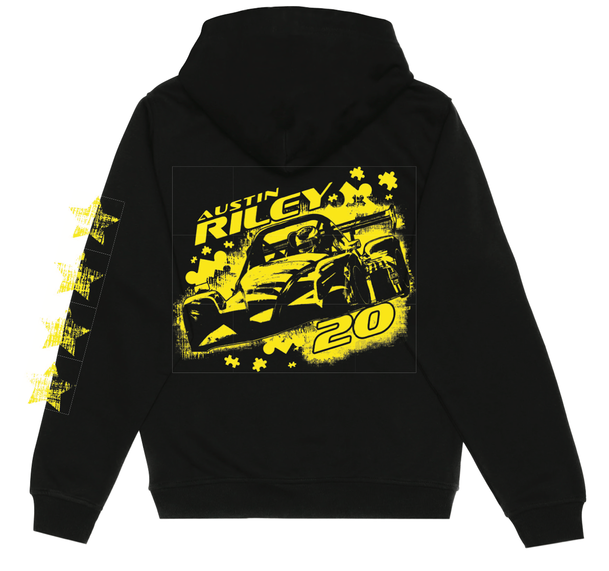 RACING WITH AUTISM HOODIE WITH ACTION SHOT  NEON YELLOW